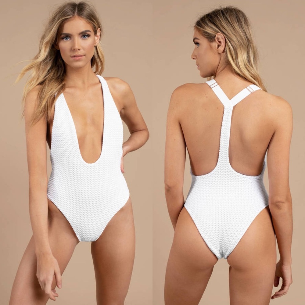 Blue Life ENDLESS White Plunging Racerback One Piece